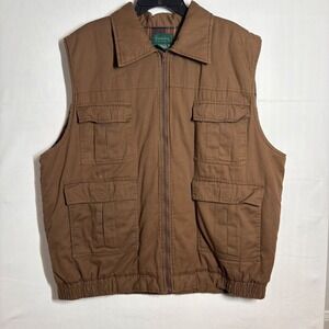 Scandia Woods Men's Brown Canvas Vest Flannel Lined Outdoor Workwear Pockets XL